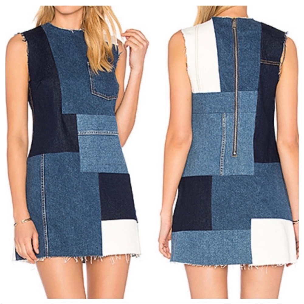 GRLFRND DENIM Heidi Patchwork Dress NWT